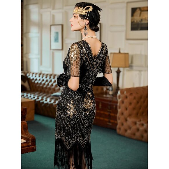 Women's Flapper Dress Sequin Fringe 1920s Gatsby Costume for Parties - Picture 3 of 6
